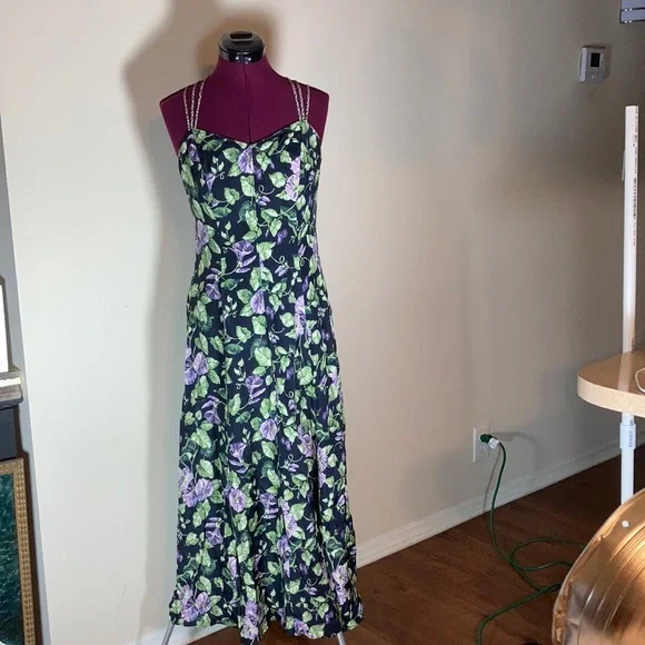 Carol Anderson Calif Gorgeous Vintage Maxi Dress with Woven Straps - Picture 2 of 7